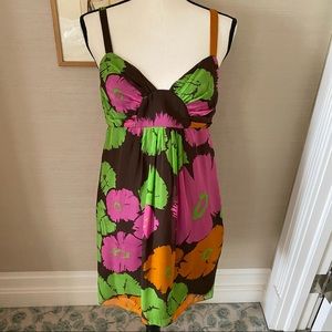New Milly 100% silk flowery mini dress